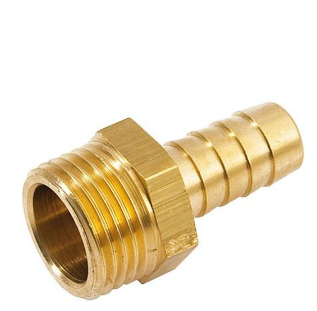 Slangnippel / Slangpilaar Messing 4/4"M - 25mm