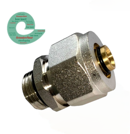 Comisa koppeling recht  1/2"M x 18/2 mm Alupex schroef knel koppeling (Met O-ring)