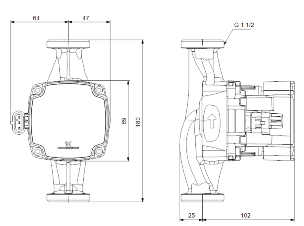 Grundfos  ALPHA1 GO 25-60 / 180 mm (CV Pomp) - 93074169