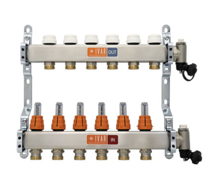 Begetube RVS vloerverwarming Collector 4/4" met 11 kringen EK  Met Debietmeters  261102211