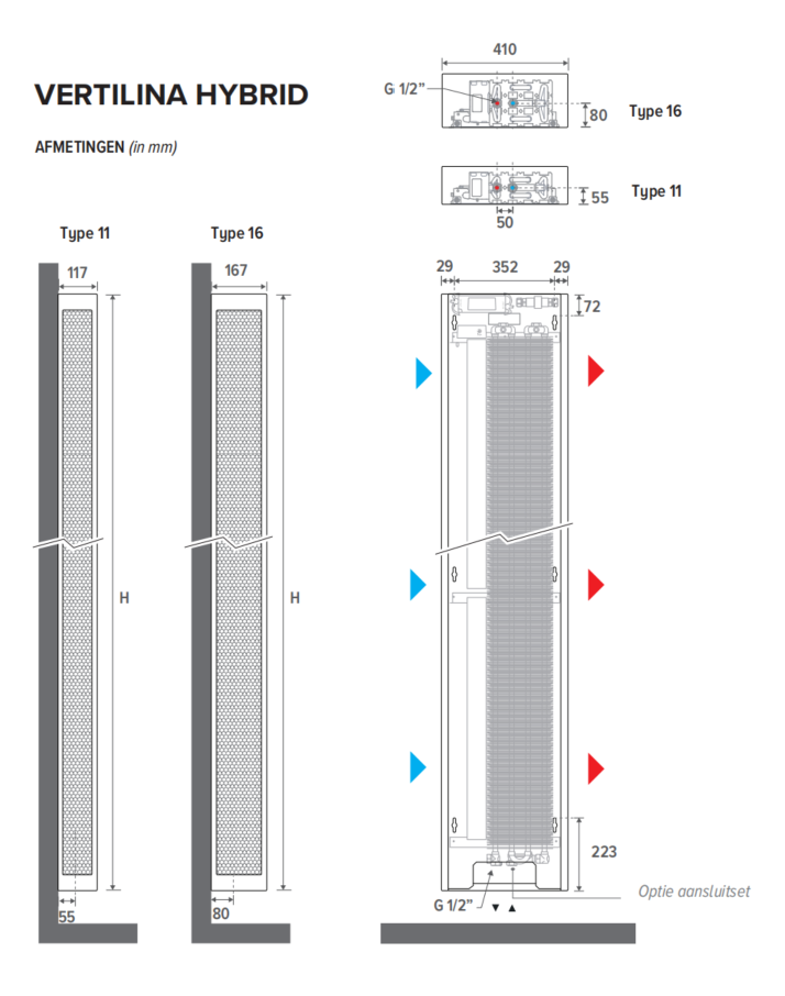 Jaga VERTILINA  Hybrid verticale radiator H 1200 L041 D 167  (16)