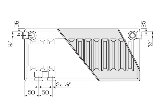 Stelrad Planar Style ECO links paneelradiator H500xT22xB1200 - 1600 Watt   KLEUR  A9010  ZUIVER WIT