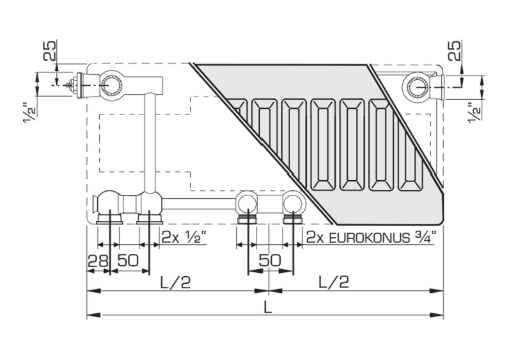 Stelrad Planar Style ECO links paneelradiator H500xT11xB1200 - 929 Watt   KLEUR  A9010  ZUIVER WIT