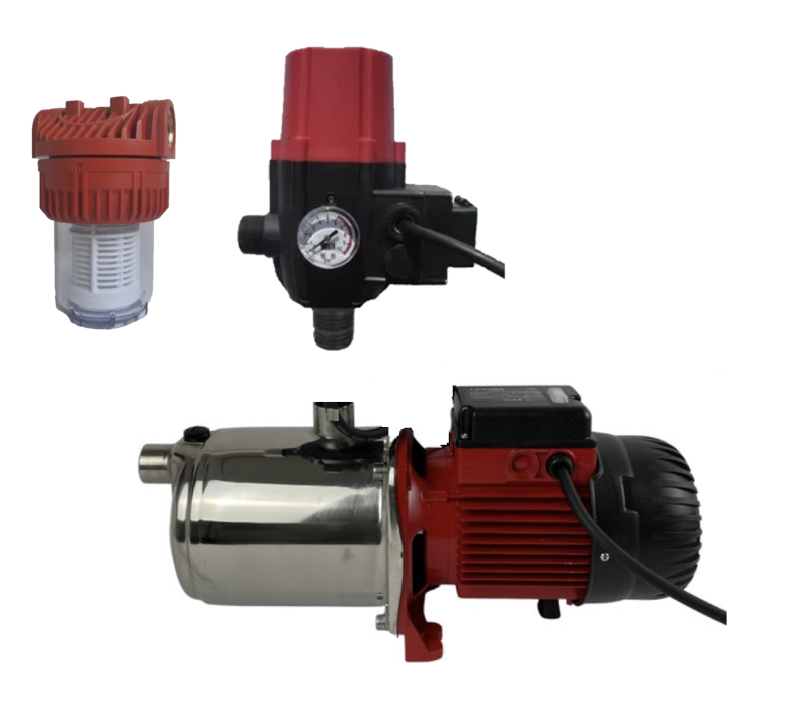 LEADER KIN INOXPLUS 240  Zelfaanzuigende Centrifugaalpomp 1000 W - PZL5105M INCL DRUKSCHAKELAAR EN VOORFILTER DHL5205M