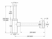 Design Sifon 32 mm Wastafel / Handwasser (mat RVS)