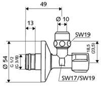Schell Hoekstopkraan Comfort 1/2&quot; zelfafdichtend - 10 mm  + Rozet (Lavabo,WC)  049170699
