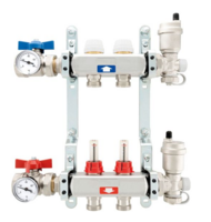 RVS Collector 2-Groeps  incl. Debietmeters, bolkranen, thermometers en ontluchters