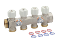 Begetube Collector 3/4&quot; Met 4 Ingebouwde Kraantjes 3/4 Euroconus wit met indicatieplaatjes   225070904