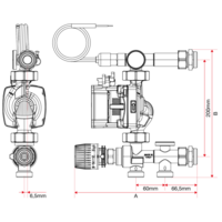 Mengunit met pomp voor RVS VVID vloerverwarmingscollectoren met bypass en elektrische aansluitdoos 