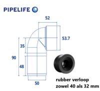 PipeLife Master3Plus PP  Sifonbocht  90&deg;  &oslash; 50 mm  --&gt;  40/32 mm