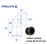 PipeLife Master3Plus PP  Sifonbocht  90&deg;  &oslash; 40 mm  --&gt;  40/32 mm