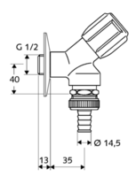 Schell Wasmachinekraan Met Keerklep Kort Model / Belgaqua gekeurd  033920699