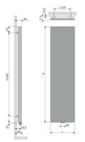 Vasco Bryce V75 Verticale Aluminium Radiator H1800 B600 (2028 Watt) - M300  BLACK JANUARI  structuurlak 