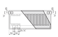 Stelrad Planar Style ECO links paneelradiator H500xT22xB1200 - 1600 Watt   KLEUR  A9010  ZUIVER WIT