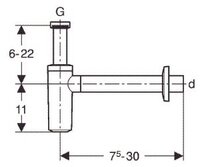 Geberit Bekersifon 32 mm Wastafel / Handwasser Chrom&eacute;  151.034.21.1