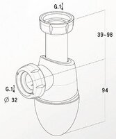 Nicoll EasyPhon Bekersifon Wastafel 5/4 x 40mm