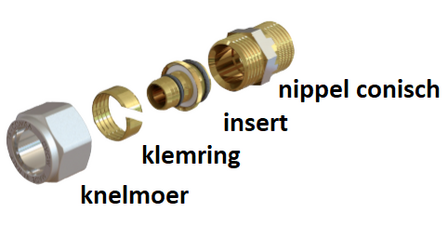 Comisa 1/2&quot;M x 18/2 mm Alupex schroef / knel koppeling (ZONDER O-ring)