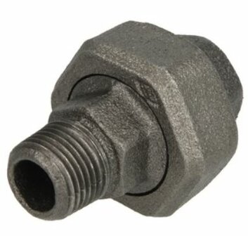 HSE 3-delige koppeling 1/2&quot; MV Conisch Gietijzer Zwart - 14341015