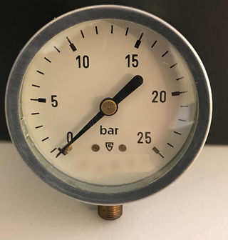 Manometer 25 bar 1/8&quot; voor pompdruk stookolie