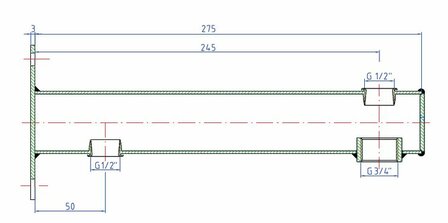 console Expansievat Rood Naakt 2 x 1/2&quot; + 3/4&quot; (Verwarming)