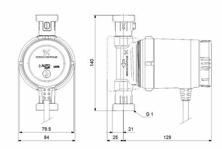 Grundfos Comfort 15-14 BXA PM  4/4&quot; buitendraad (Sanitaire Pomp Auto-adapt)