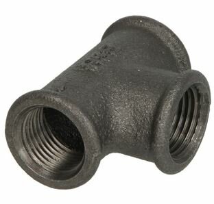 HSE T-stuk 3/4&quot; FFF Gietijzer Zwart - 14130020