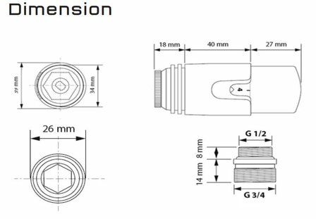 Zwart Ventielset 1/2&quot; M  - 16/2 Muuraansluiting