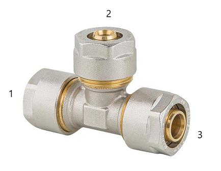 Comisa Verloop T-Stuk 20-16-20 mm Alupex schroef / knel koppeling