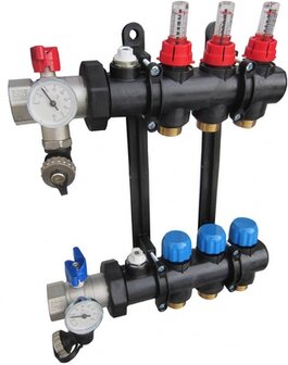 Composiet Vloerverwarmings Collector 12 Kringen  Met Debietmeters