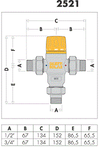 Caleffi Thermostatisch Mengventiel 3/4&quot; SOLAR (30&deg;C &gt; 65&deg;C)