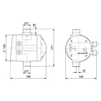 GRUNDFOS ELEKTRISCHE DRUKSCHAKELAAR PM1 MET KABEL &amp; STEKKER 96848722