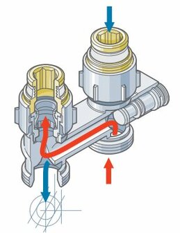 Radiator Omkeerstuk Vloeraansluiting Recht 1/2&quot;x EK(3/4&quot;)