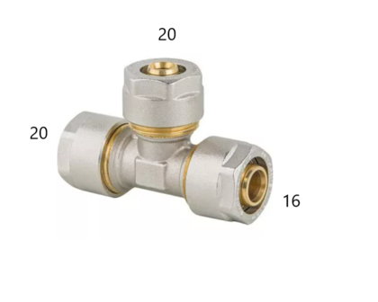 Comisa Verloop T-Stuk 20-20-16 mm Alupex schroef / knel koppeling
