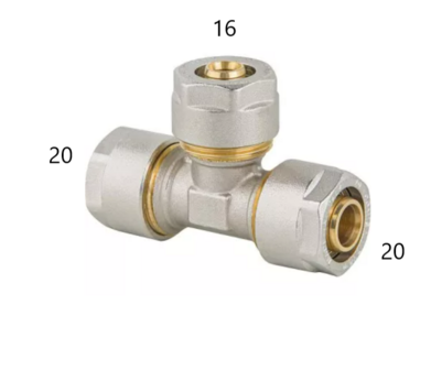 Comisa Verloop T-Stuk 20-16-20 mm Alupex schroef / knel koppeling