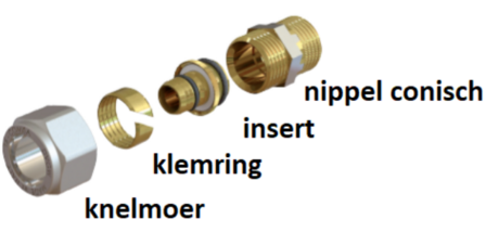 Comisa Knie 1/2&quot;M x 18/2 mm Alupex schroef / knel koppeling