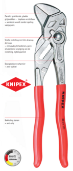 Knipex Sleuteltang  250 mm  met gladde bekken 86 03 250