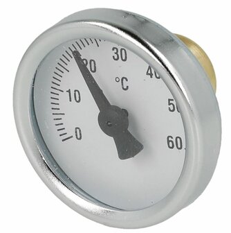 Set van 2 Haakse Bolkranen 1&quot; met thermometer met rode en blauwe hendel