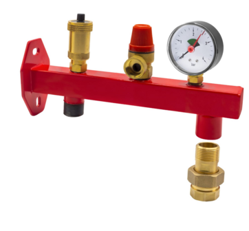 Expansievatconsole BL 3/4&quot; (Verwarming) met veiligheidsklep, ontluchter en manometer