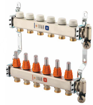 Begetube RVS vloerverwarming Collector 4/4&quot; met 4 kringen EK  Met Debietmeters  261102204