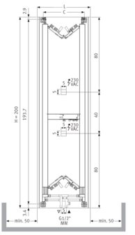 Jaga Vertiga Hybrid verticale radiator H2000 L041 D08 met 3-standenregeling