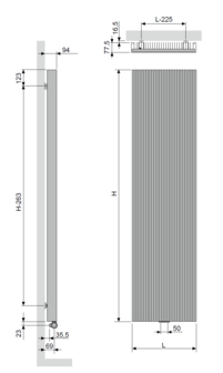 Vasco Bryce V75 Verticale Aluminium Radiator H2000 B525 (1948 Watt) - witte structuurlak S600