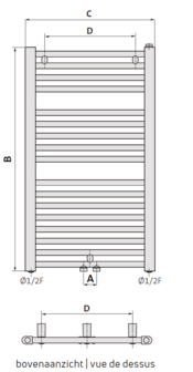 Radson Flores Elektrische Radiator H1537 B500 (718 Watt) met Middenaansluiting  RAL 9016