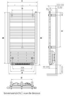 Radson Flores Elektrische Radiator H1807 B750 (2187 Watt) met extra elektrische PTC BLOWER van 950 W  RAL 9016