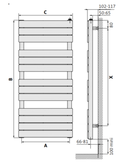 Radson handdoekradiator Muna H1730 B800 (1311 Watt)  RAL 9016