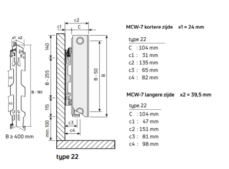 Radson radiator Parada FLEX 8C  NEW  H900 L0900 T22  ( 2071 W)