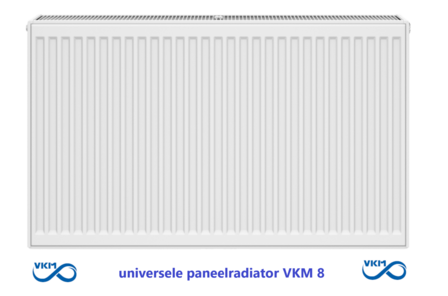 VKM8 UNI  T22 Paneelradiator H900 L600  ( 1401 Watt)   8-aansluitpunten
