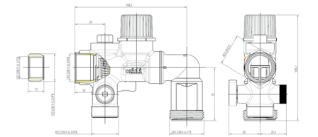 Orkli Veiligheidsgroep 3/4&quot;MF Horizontaal met Draaibare afvoer  GS23100001