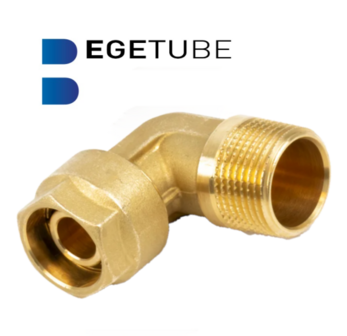 Begetube haakse 4/4&quot;M x 26/3 mm Klemkoppeling  - 317011056