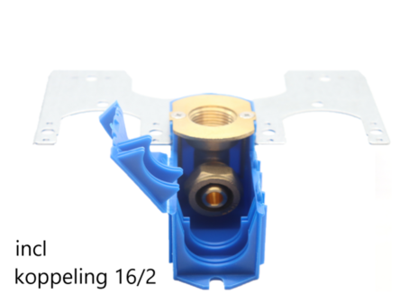 Inbouwdoos 1/2&quot;F x 16/2 Alupex schroef met vaste insert en montageplaat