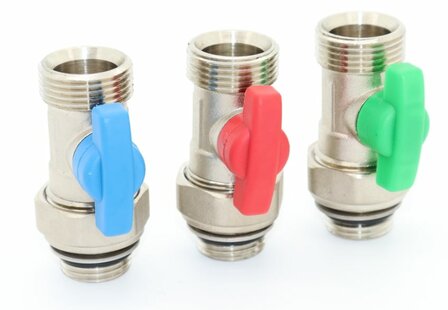 Collector Bolkraan 2-delig 1/2&quot; M - 16/2 Alupex met O-ring - Blauw - rood - groen